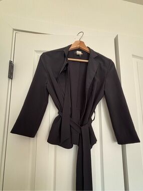 Women's Black Tie-Waist Blazer Jacket